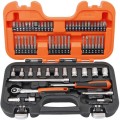 Bahco - 1/4 " Zestaw nasadek 1/4 " z metrycznym profilem sześciokątnym i grzechotką z wąską główką - 65 szt. SL65