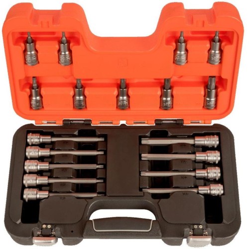 Bahco - Zestaw nasadek 1/2 " z bitami TORX 18 szt. Bity TORX od T20 do T60, krótkie i długie S18TORX