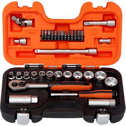 Zestaw nasadek 1/4” i 3/8". 34 elementy, wymiary calowe S330AF