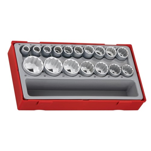 17 elementowy zestaw nasadek 12 kątnych z chwytem kwadratowym 1/2 " Tengtools TT1217 03570207