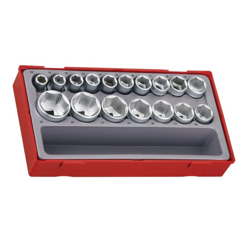 17 elementowy zestaw nasadek 6 kątnych z chwytem kwadratowym 1/2 " Tengtools TT1217-6 03570256