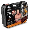 Klucz udarowy, akumulatorowy NEO TOOLS 2x18V/2.0Ah, z zestawem nasadek 1/2 " 08-600