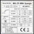 Spawarka Inwertorowa Magnum MIG 270 Synergia IGBT 400V Spawanie Punktowe
