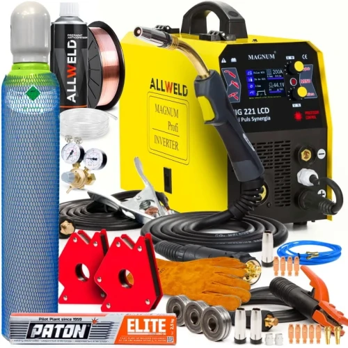 Spawarka Migomat Magnum MIG 221 LCD Dual Puls Synergia - Zestaw #1