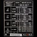 Spawarka Półautomat Weldman MIDI MIG 222 SYN 230V FLUX - TABLICZKA ZNAMIONOWA