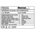 Sprężarka Tłokowa Olejowa Sherman AC2420 24l 8bar - Tabliczka