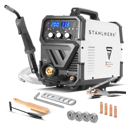 Spawarka STAHLWERK MIG MAG 200 Spot Puls Pro 5w1 Synergia Aluminium 4-rolki LED