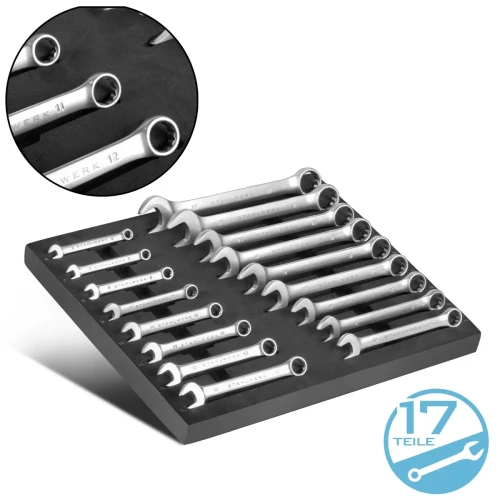 Zestaw 17 kluczy z wkładką piankową STAHLWERK