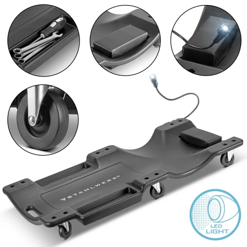 Płyta platforma rolkowa z oświetleniem LED STAHLWERK RCL-40 ST - udźwig 500 kg