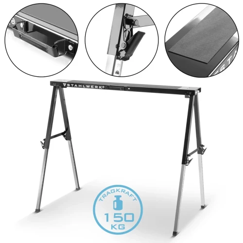 Metalowy kozioł pilarski roboczy STAHLWERK SB-910 ST - udźwig 150 kg Kobyłki