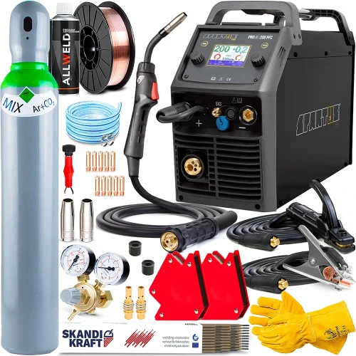 Spartus ProMIG 200 PFC z uchwytem SPM 150R - 3m Spawarka MIG MAG TIG DC MMA - Zestaw #1