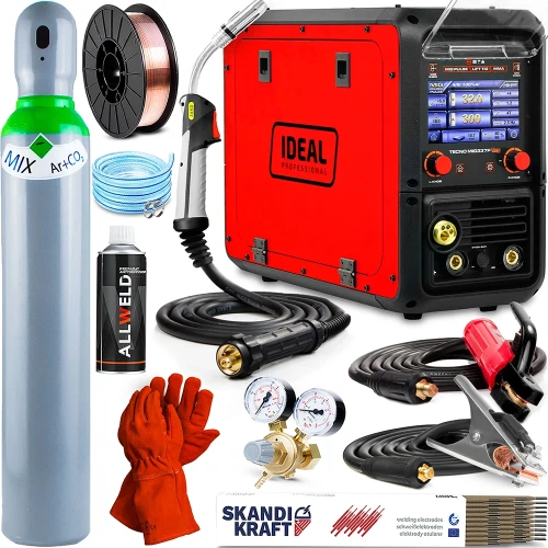 Spawarka Migomat Ideal Tecno MIG 337 Pulse Synergic LCD - Zestaw #1 AK
