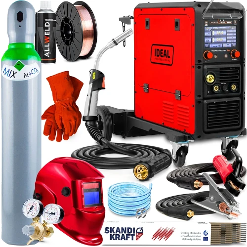 Spawarka Migomat Ideal Tecno MIG 321 Synergic LCD - 400V z Podwoziem - Zestaw #2 AK
