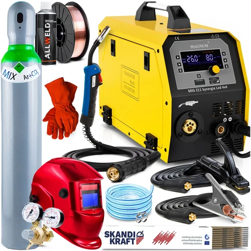Spawarka Migomat Magnum MIG 211 Synergia LED 4x4 - 200A 3w1 Tig Lift - Zestaw #2 AK
