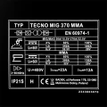 Spawarka Migomat Ideal TECNO MIG 370 4X4 DIGITAL - Tabliczka Znamionowa