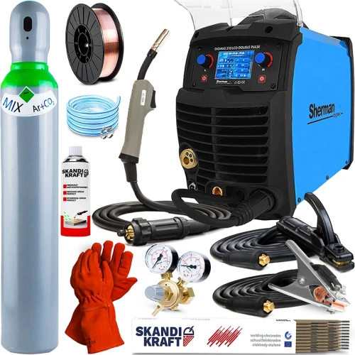 Spawarka Migomat Sherman DIGIMIG 210 LCD Double Pulse - Zestaw #1 AK