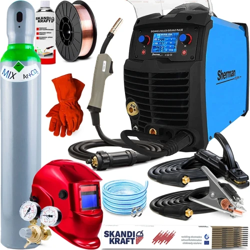 Spawarka Migomat Sherman DIGIMIG 210 LCD Double Pulse - Zestaw #2 AK