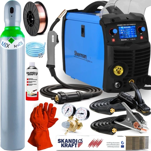 Spawarka Migomat Sherman DIGIMIG 205 LCD Synergic - 3w1 Flux - Zestaw #1 AK