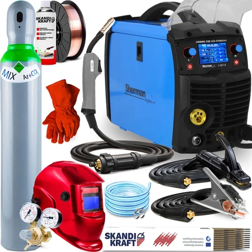 Spawarka Migomat Sherman DIGIMIG 205 LCD Synergic - 3w1 Flux - Zestaw #2 AK