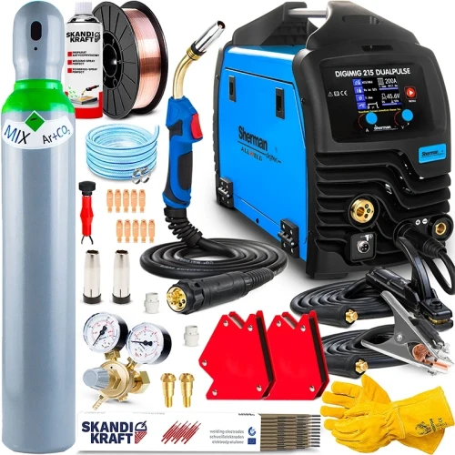 Spawarka Migomat Sherman MIG Digimig 215 LCD Dual Puls Synergia - Zestaw #1