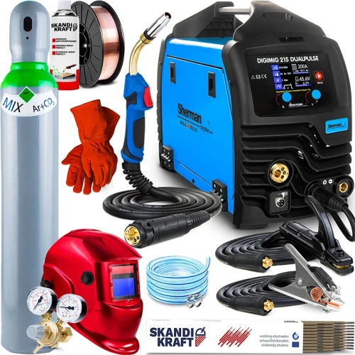 Spawarka Migomat Sherman MIG Digimig 215 LCD Dual Puls Synergia - Zestaw #2 AK