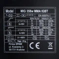 Spawarka Magnum MIG 358W - Tabliczka Znamionowa