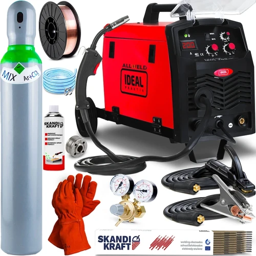 Spawarka Migomat Ideal Praktik MIG 200 Flux IGBT Lutospawanie - Zestaw #1 AK