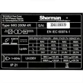 Spawarka Sherman MIG 200M 4R - Tabliczka Znamionowa