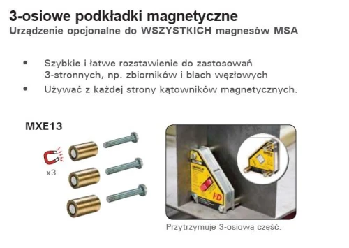 3-osiowe podkładki magnetyczne MXE13 do magnesów MSA | Strong Hand