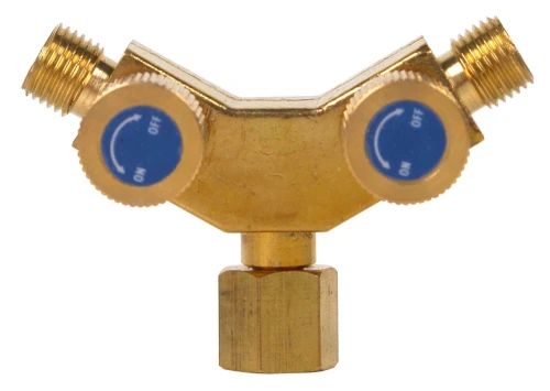 Trójnik 3/8" prawy gwint z zaworkami (rozdzielacz tlen) MAGNUM