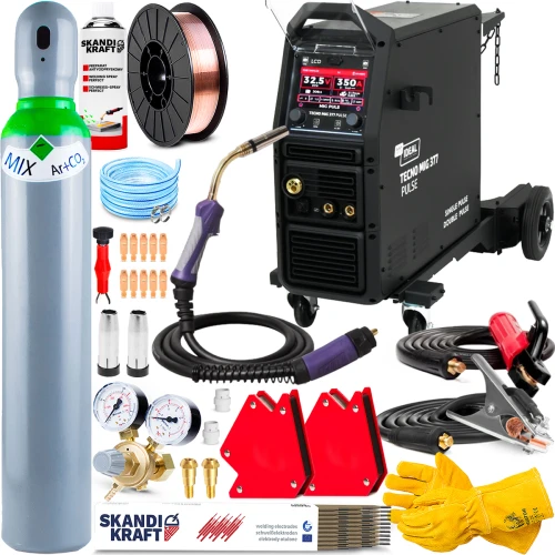 Ideal TECNO MIG 377PT PULSE LCD Black Series 4x4 Spawarka 400V Synergia 350A - Zestaw #1