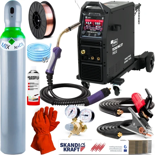 Ideal TECNO MIG 377PT PULSE LCD Black Series 4x4 Spawarka 400V Synergia 350A - Zestaw #1 AK