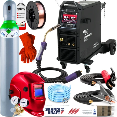 Ideal TECNO MIG 377PT PULSE LCD Black Series 4x4 Spawarka 400V Synergia 350A - Zestaw #2 AK