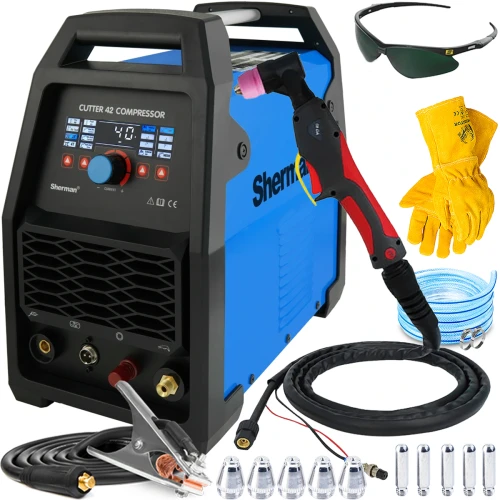 Sherman CUTTER 42 Compressor - Przecinarka plazmowa z kompresorem - cięcie 20 mm 230V Zajarzanie HF, Cięcie Siatki - Zestaw #1