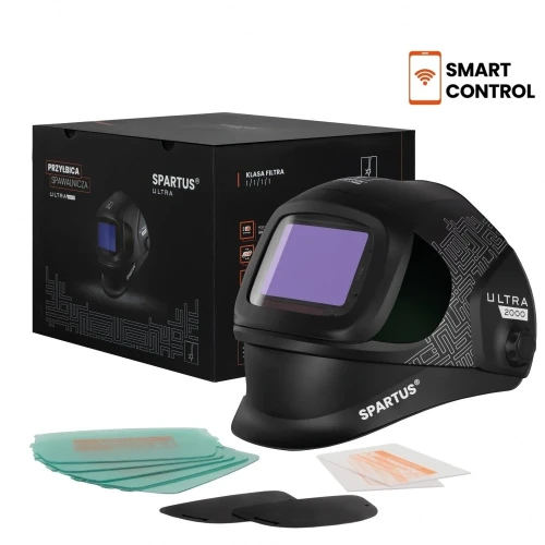 SPARTUS Ultra 2000 - Przyłbica spawalnicza uchylna Flip-Up boczny wizjer aplikacja Bluetooth 