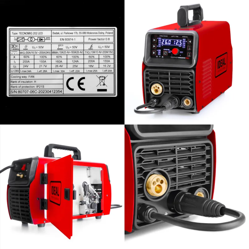 Spawarka Migomat Ideal Tecno MIG 202 LED SYNERGIC - Kolaż
