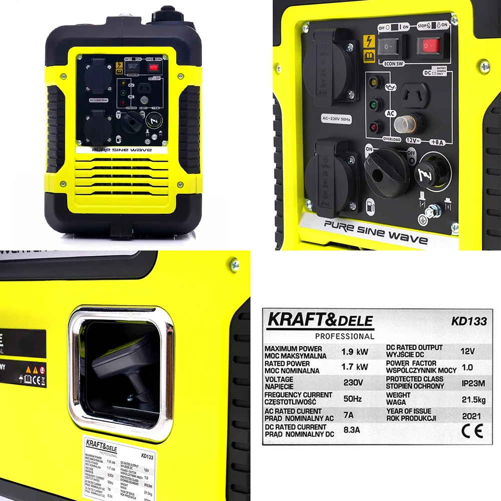 AGREGAT PRĄDOTWÓRCZY INWERTOROWY KRAFT&DELE 1,9KW KD133