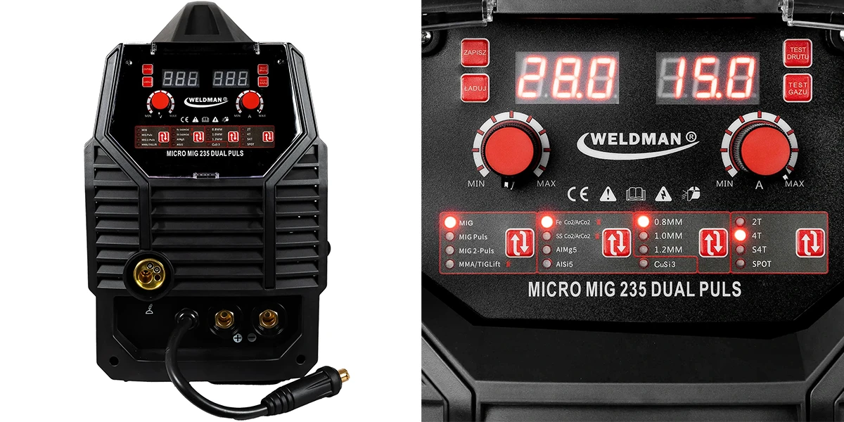 SPAWARKA INWERTOROWA WELDMAN MICRO MIG 235 DUAL PULSE - Panel Sterowania