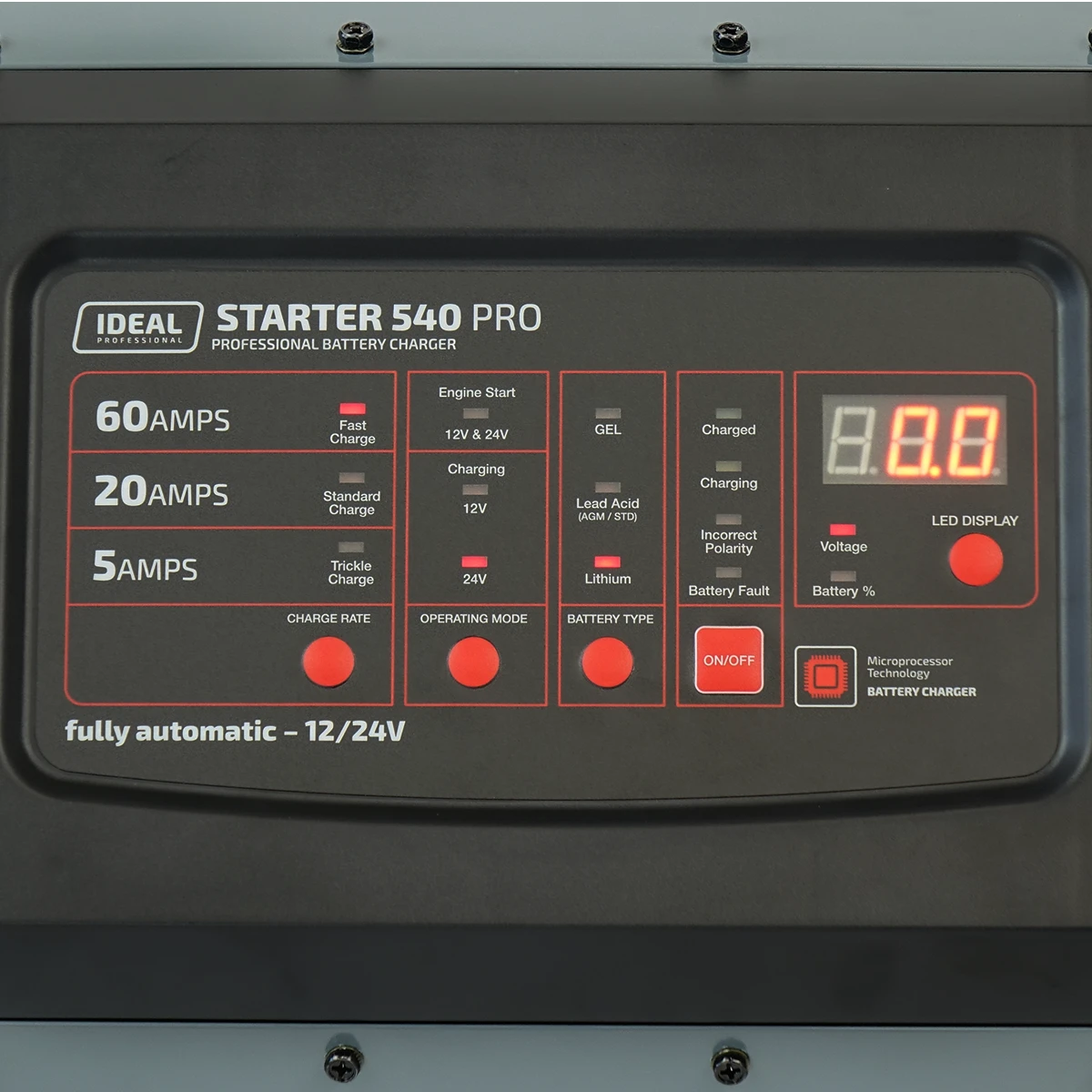 Prostownik do ładowania i rozruchu IDEAL STARTER 540 PRO - Ekran