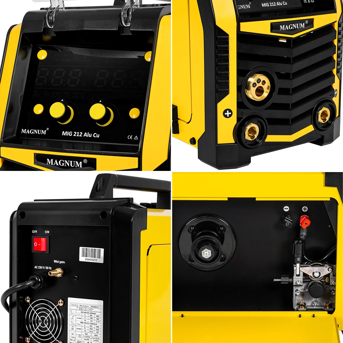 Spawarka inwertorowa Magnum MIG 212 Alu Cu Synergia - Kolaż 4 Zdjęć
