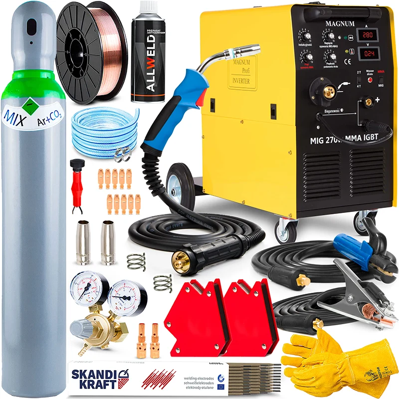 Spawarka Inwertorowa Migomat Magnum MIG MAG 270 W MMA IGBT Zestaw#1