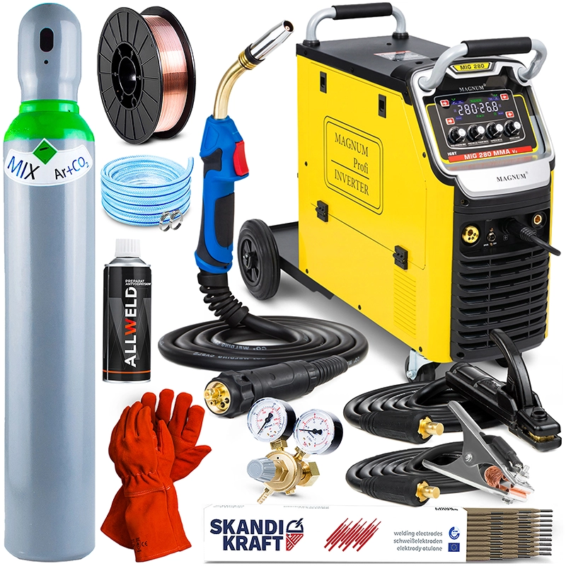 Spawarka Magnum MIG 280 MMA V2 4x4 IGBT 400V 300A Zestaw #1AK