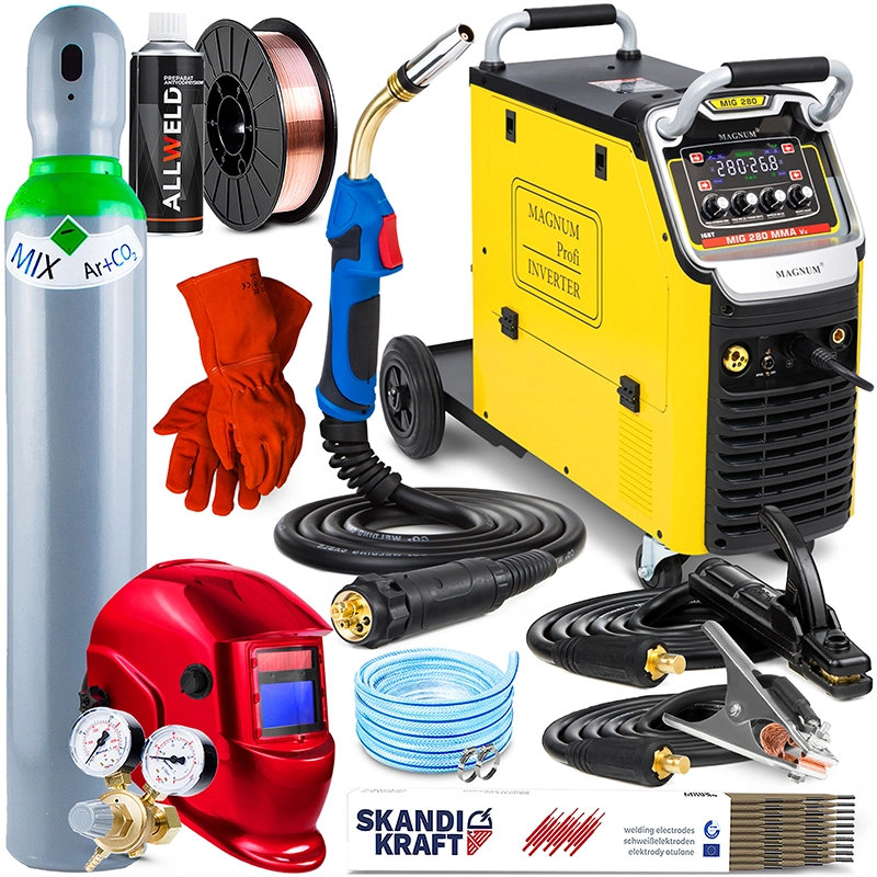Spawarka Magnum MIG 280 MMA V2 4x4 IGBT 400V 300A Zestaw #2AK