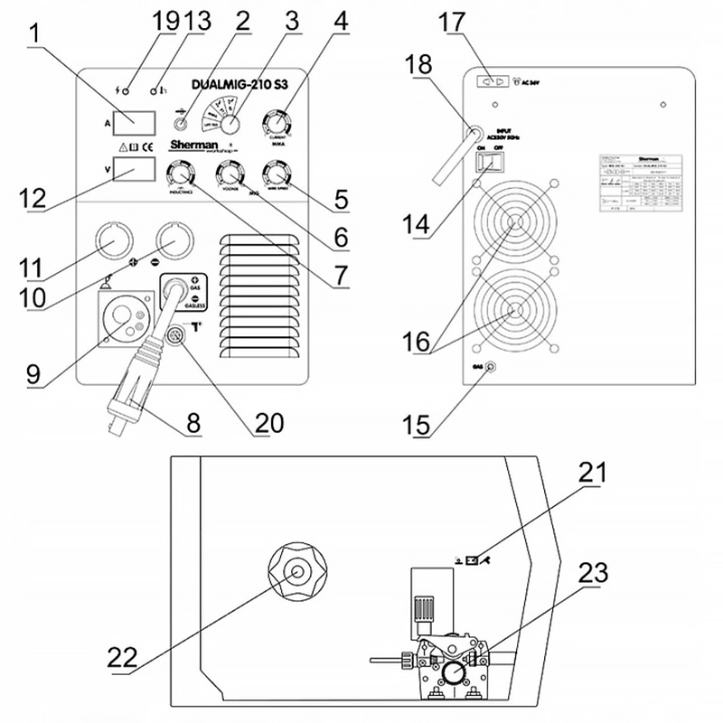 Spawarka Migomat Sherman DualMIG 210 S3 ZESTAW#1AK