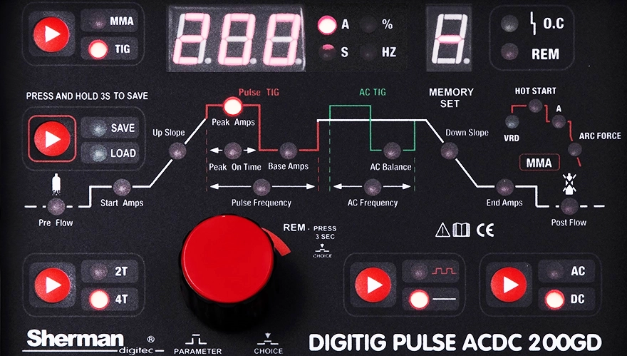 Spawarka inwertorowa TIG Sherman DIGITIG 200 GD AC DC Puls Zestaw #0