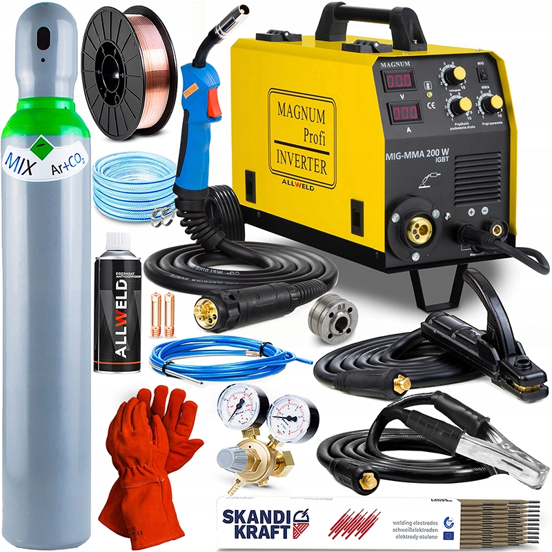Spawarka Inwertorowa Magnum MIG 200 W - MIG MAG IGBT FLUX Zestaw#1AK