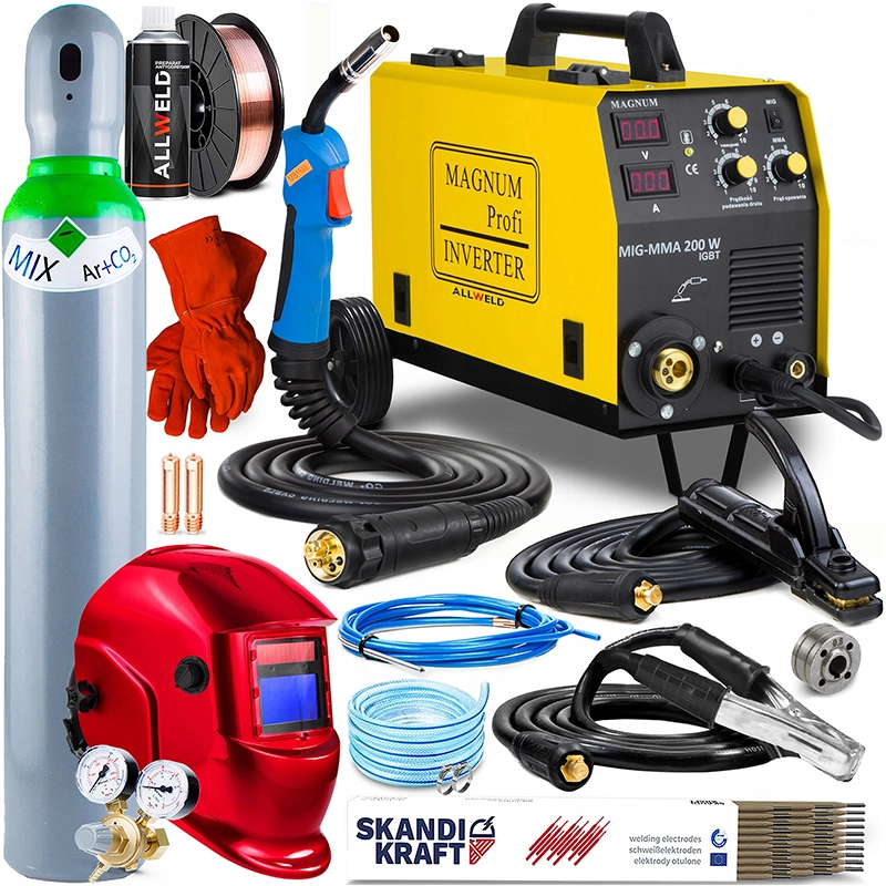 Spawarka Inwertorowa Magnum MIG 200 W - MIG MAG IGBT FLUX Zestaw#2AK