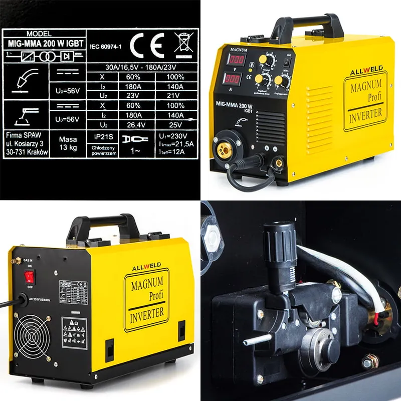 Spawarka Inwertorowa Magnum MIG 200 W - MIG MAG IGBT FLUX Zestaw#2AK