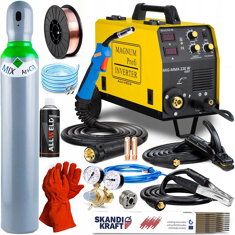 Spawarka Inwertorowa Magnum MIG 220 W IGBT MAG MMA TIG Zestaw#1AK