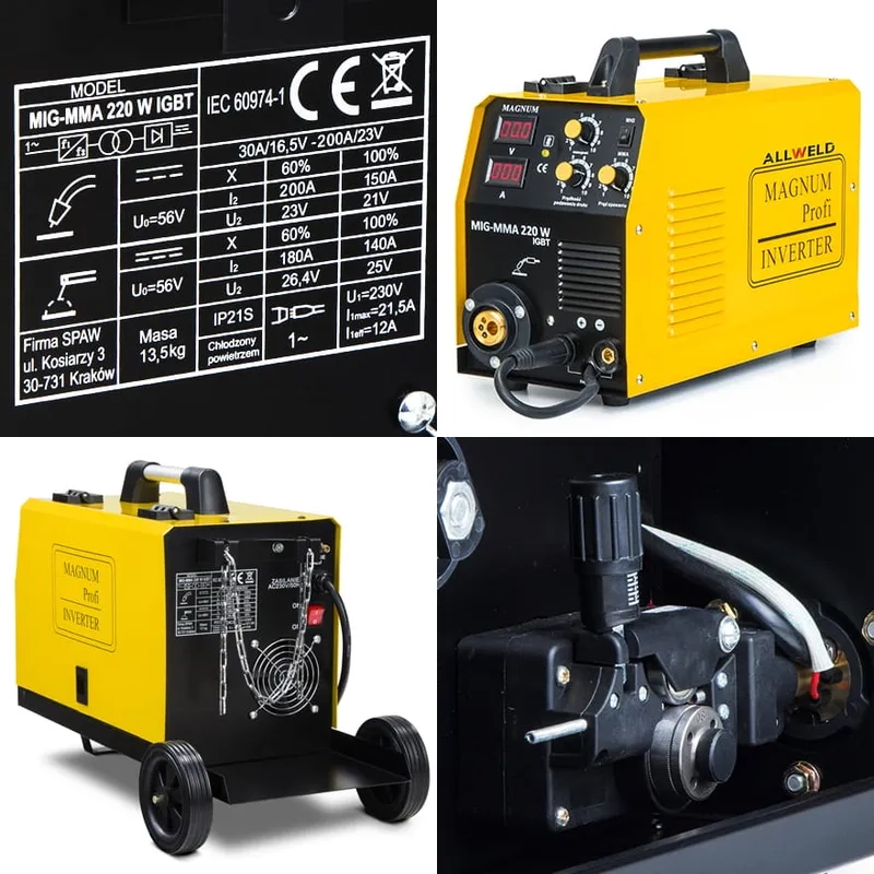 Spawarka Migomat Magnum MIG 220 W IGBT MAG MMA TIG Zestaw#2AK